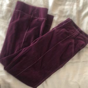 Purple velvet wide leg pants